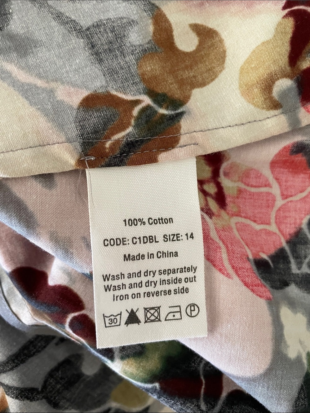 Toast UK gray, black, red cotton floral midi dress US size 10 - Picture 9 of 9